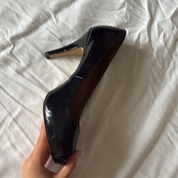 Call It Spring Black Patent Peep Toe Heels | Classic High Heel Pump Size 8 - Picture 8 of 10